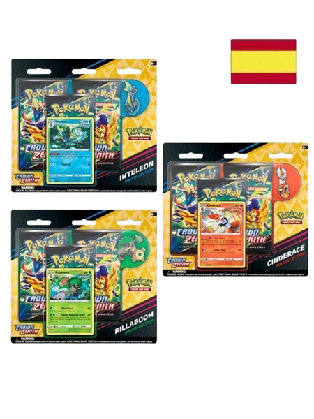 Pokémon | Colección con Pin Cenit Supremo Inteleon / Cinderace / Rillaboom